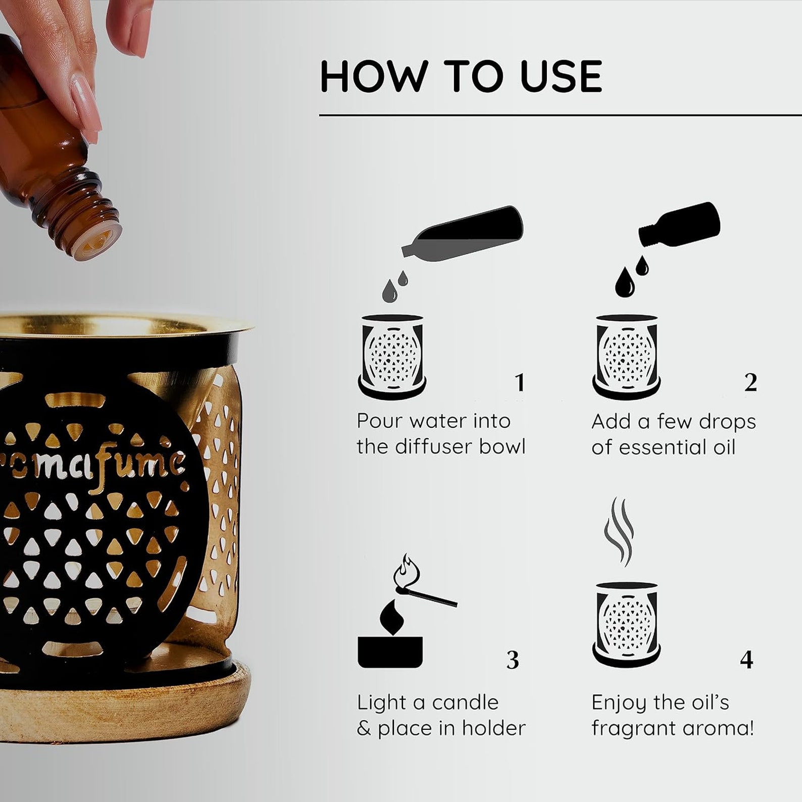 Flower of Life Essential Oil Burner – Aromatherapy Diffuser & Smokeless ...