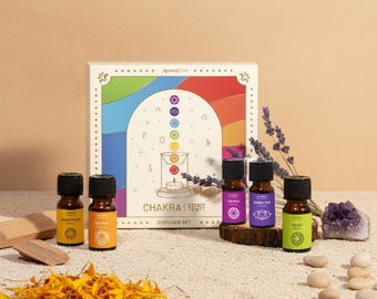 7 Chakra Diffuser Oil Blend Set Therapeutic Grade Aroma Oils,Root,Heart,Crown Chakra,Yoga Meditation,Natural Stress Relief Oils,Oil Diffuser