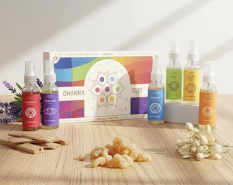 7 Chakra Room Spray Set – Chakra Opening Aromatherapy Mists, Protective & Abundance Spray, Linen Mist, Fabric Freshener, Car Spray