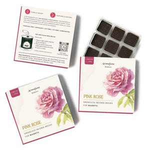 Aromafume Pink Rose Incense Bricks (3 Trays x 9 Pieces Each)