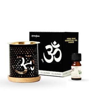 Aromafume Om Essential Oil Burner | Oil Diffuser with candle | Comes with a surprise 10ml Essential Oil bottle