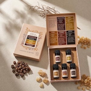 Frankincense, Myrrh, Benzoin, Copal, Frankincense & Myrrh Oils | Resin Essential Oil Blend Gift Set by Aromafume | Gift Set