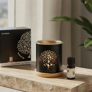 Aromafume Tree of Life Essential Oil Burner | Oil Diffuser with Candle |Aromatherapy Oil Diffuser | Comes with a surprise 10ml Essential Oil