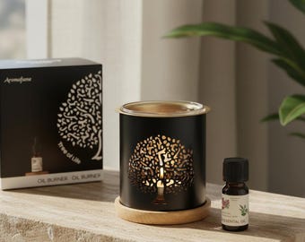 Tree of Life Burner – Essential Oil Burner & Smokeless Oil Diffuser, Tealight Oil Warmer,  Meditation Supplies, Aromatherapy Burner