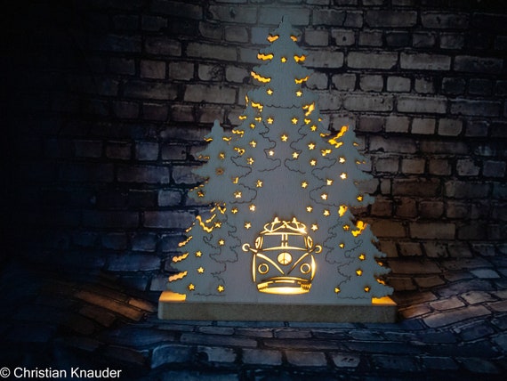 Weihnachtsbaum Schwibbogen Bulli Vorlage für LED Beleuchtung