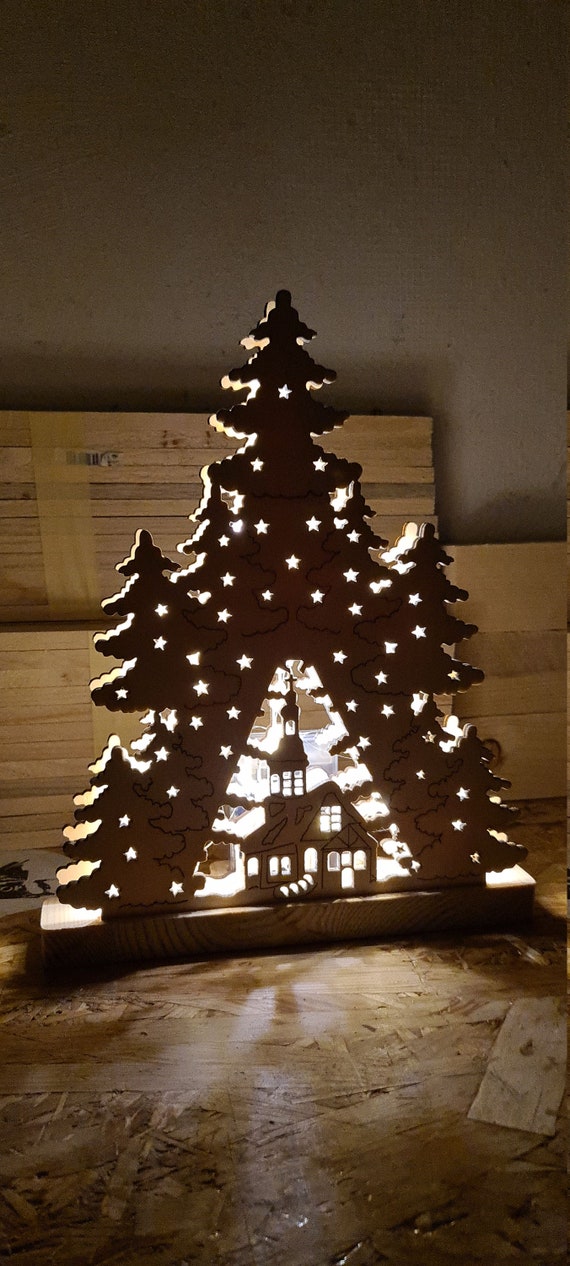 Weihnachtsbaum Schwibbogen Bulli Vorlage für LED Beleuchtung - .de