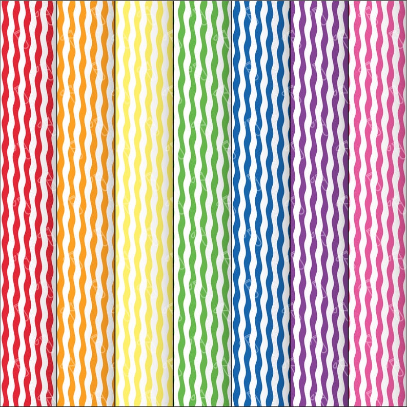 100 Wavy Stripe Digital Paper Pack - Printable Scrapbook Pattern ...