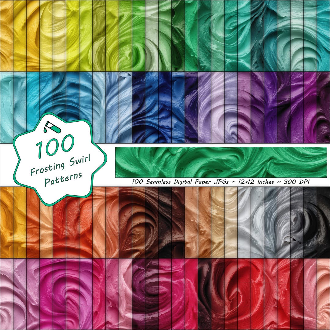 Icing Patterning 100 Frosting Swirl Textures, Realistic Icing Patterns for Sublimation ...