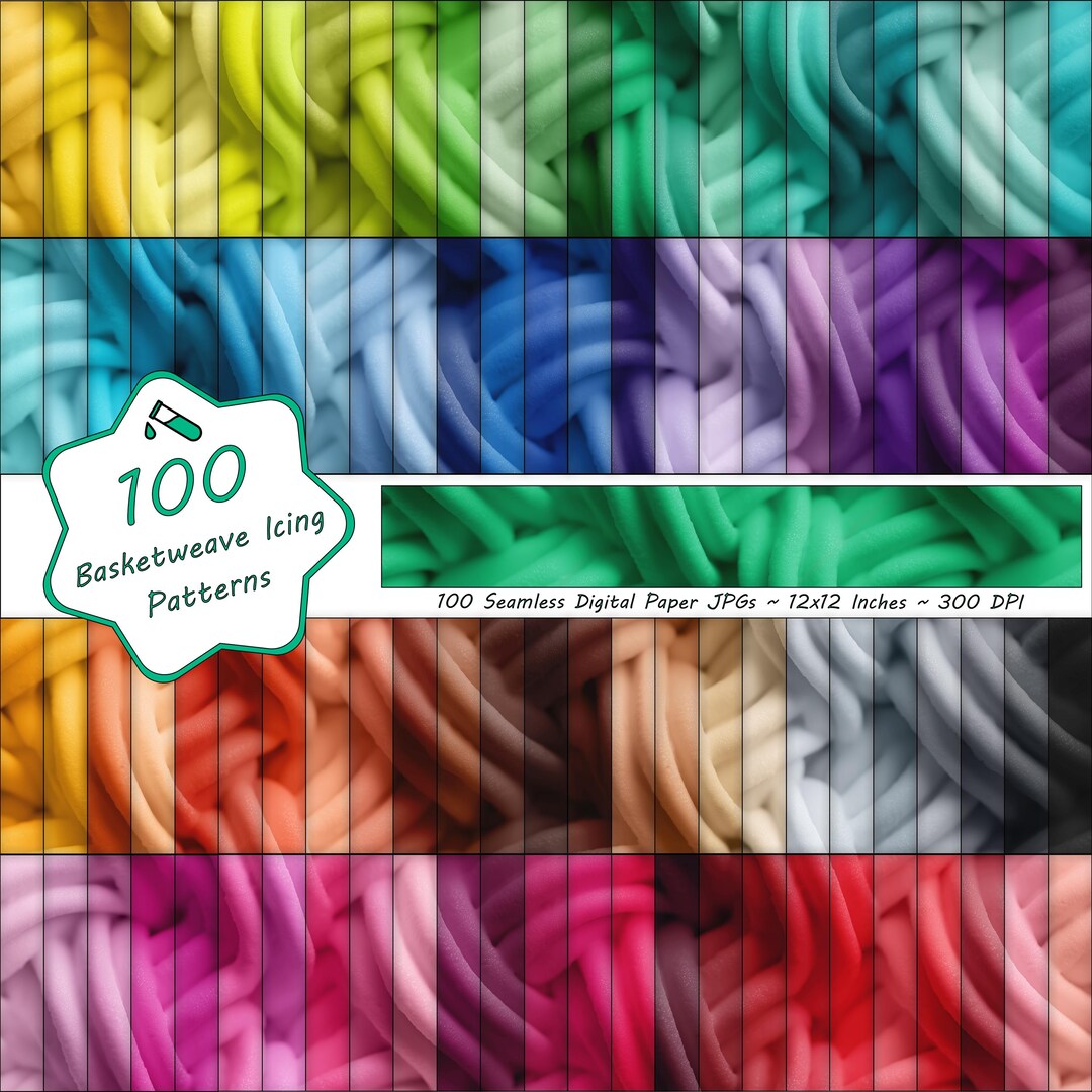 Pattern Texture Icing 100 Basketweave Icing Textures, Seamless Piped Frosting Patterns for ...