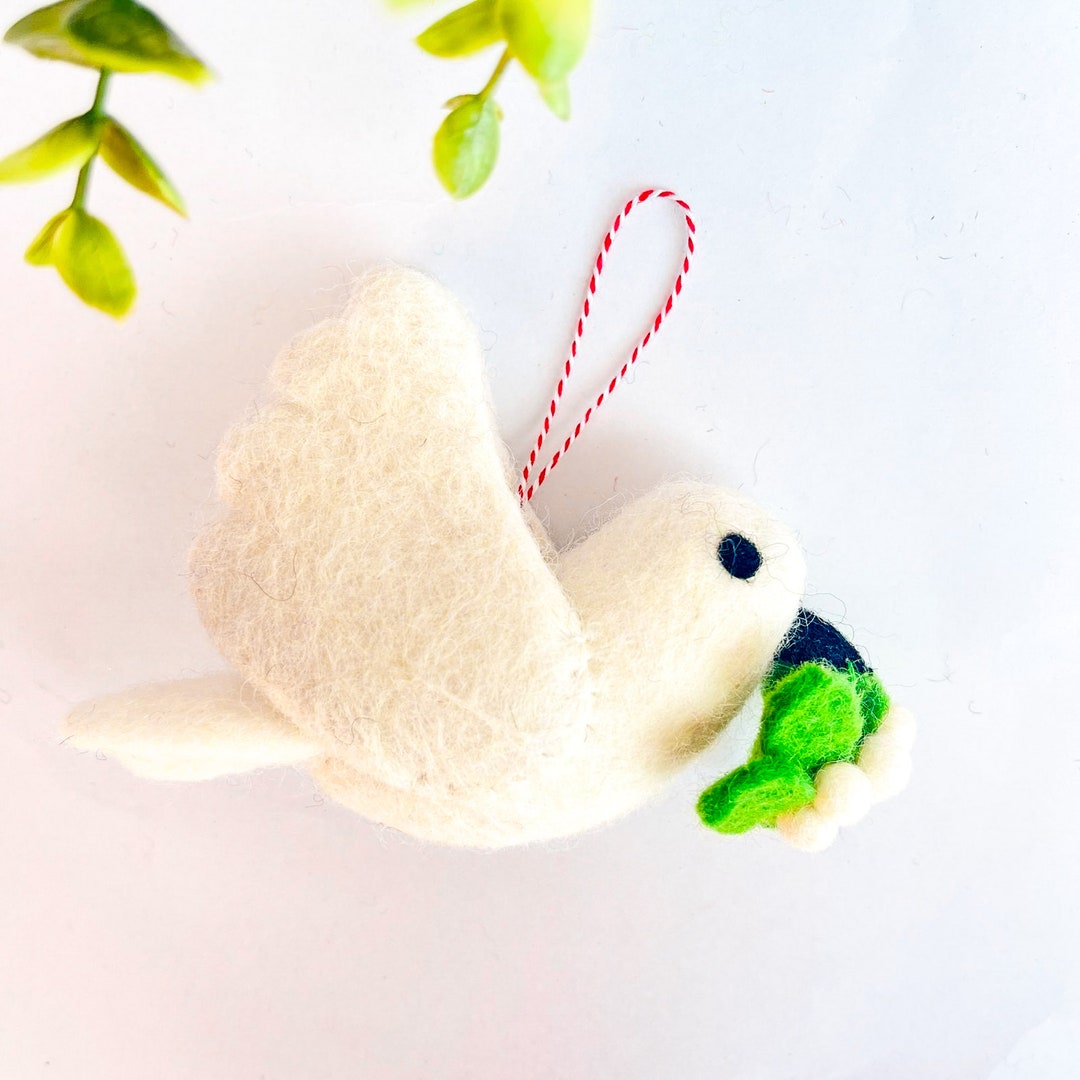 Handmade Felt Dove Ornament Christmas Ornament Bird Hanging Etsy