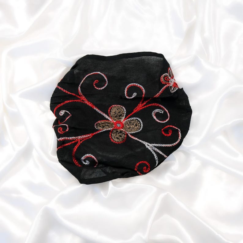 Broderad huvudband, bomullspannband, boho yogapannband Svart