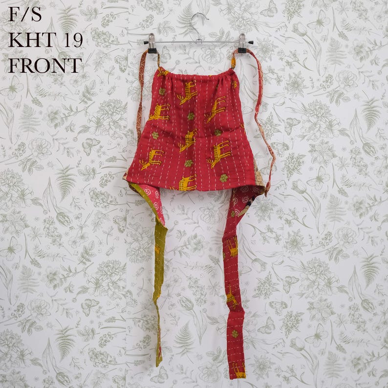 Reversible Kantha Halter Top, One Size Patchwork Boho Crop Top, Handmade Tie Back Top, Festival Clothing, Upcycled Cotton, One of a Kind KHT19
