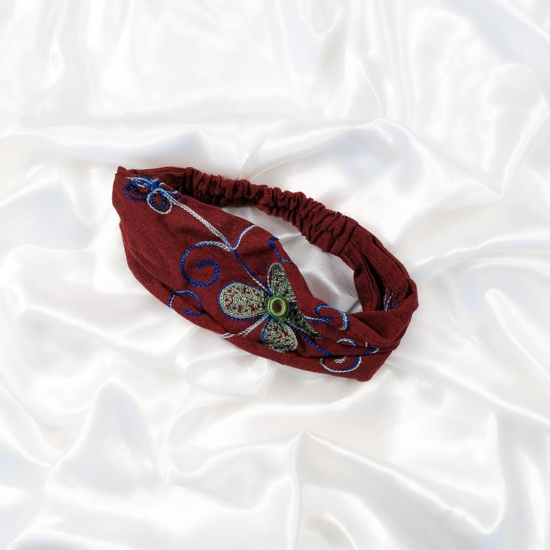 Broderad huvudband, bomullspannband, boho yogapannband bild 9