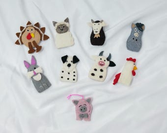 Fantoches de feltro de animais da fazenda, cabra, ovelha, peru, porco, burro, enchimento de meias de feltro, presente educativo para crianças, fantoches artesanais