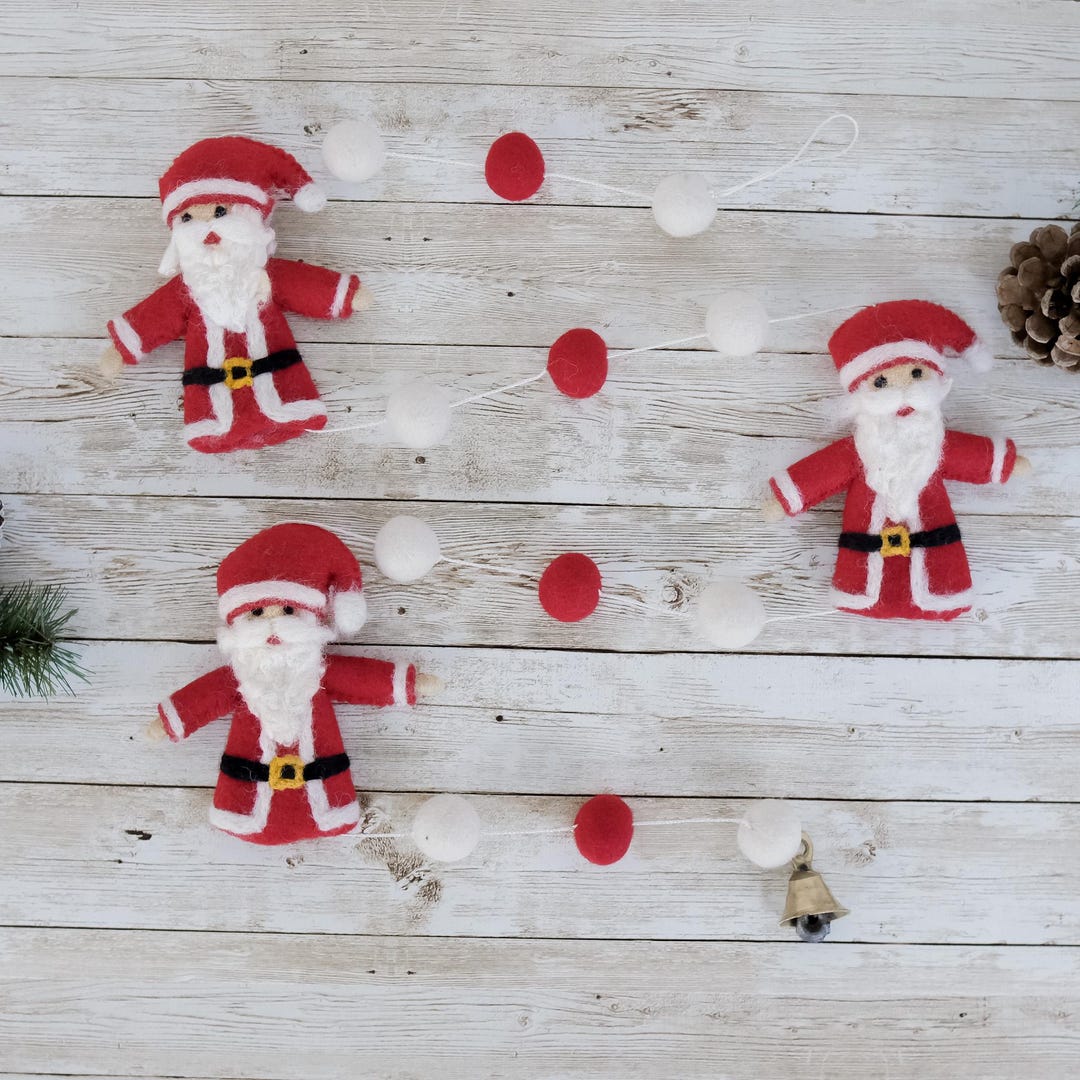 Handmade Felt Biodegradable Christmas Santa Jaws Hanging Decoration