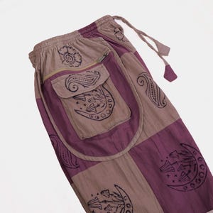 Boho-Patchwork-Jogginghose mit Taschen, Hippie-Gothic-Hose, Cargohose, Himmelblaue Baumwollhose, Festival-Boho-Kleidung Bild 8