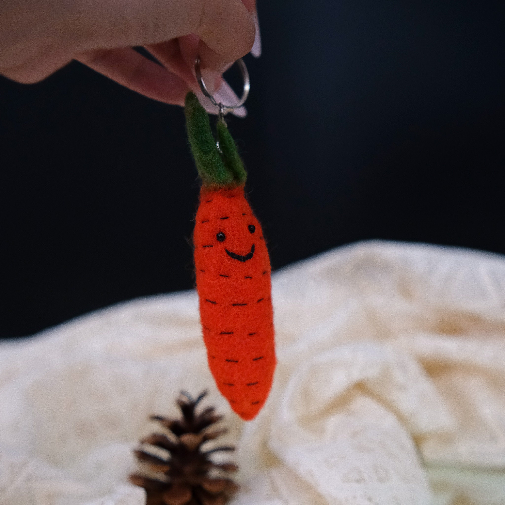 Cabbage Key Chain Felt Vegetableskeychain, Woolfelted Cabbage, Pumpkin, Peas, Corn ...