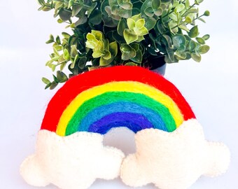 Felt Rainbow With Clouds, Needle felted Rainbow, Home Decor, Colorful Rainbow, Eco Friendly Felt Rainbow, Gift For Loved Ones, WoolFeltCharm