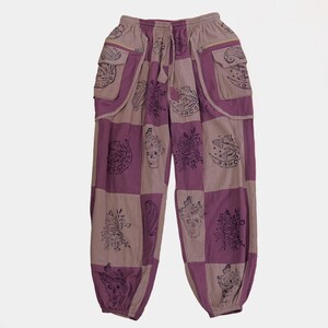 Boho-Patchwork-Jogginghose mit Taschen, Hippie-Gothic-Hose, Cargohose, Himmelblaue Baumwollhose, Festival-Boho-Kleidung Bild 2