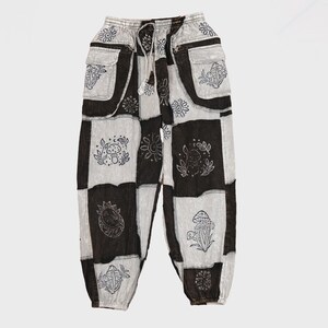 Boho-Patchwork-Jogginghose mit Taschen, Hippie-Gothic-Hose, Cargohose, Himmelblaue Baumwollhose, Festival-Boho-Kleidung Bild 7