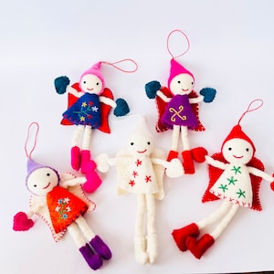 Vilt engelornament, kerstornament, boomhanging, cadeau voor kinderen, vakantieornamenten, kinderspeelgoed, sprookjesornament, vilten gevulde engel, viltdecor
