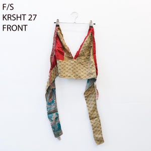 Recycled Sari Bralette, Reversible Boho Crop Top, One of a Kind Wrap Halter Top, Cottagecore Festival Top,  Bohemian HalterTop