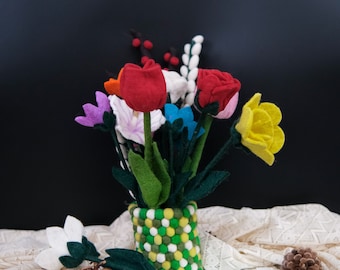 Felt Flowers Bouquet, Everlasting Flowers, Spring Flower, HouseWarming Gift, Mothers Day Gift, Handmade Flower Bouquet,SustainableFakeFlower