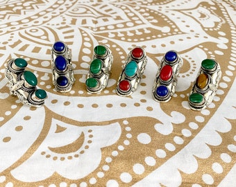 Handmade gemstone rings, boho rings, statement rings, natural gemstone rings, handmade silver rings, Tibetan jewelry, bohemian jewelry