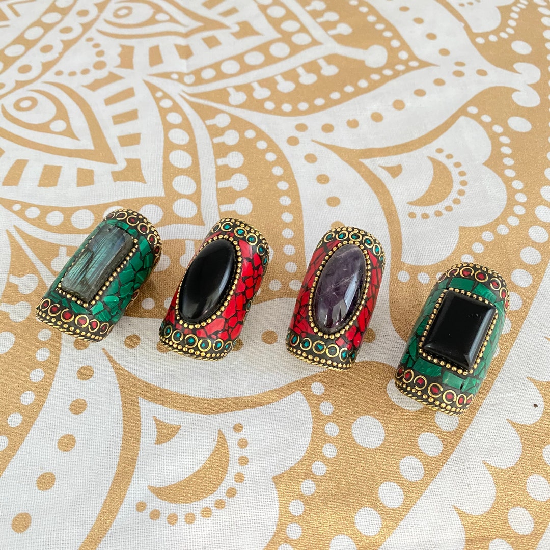 Multi Stone Ring, Multicolor Ring, Handmade Ring, Bulky Ring, Brass ...