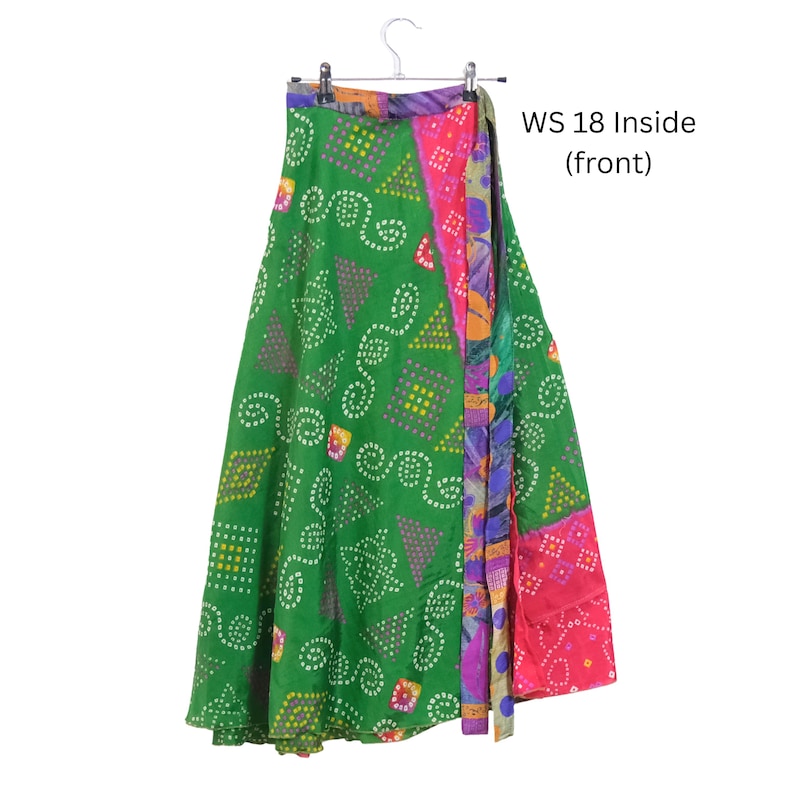 Omkeerbare boho-wikkelrok, maxirok gerecyclede sari, zijden hippierok, festivaloutfit, unieke kleding WS18