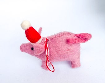 Felt Pig Ornaments, Christmas Decor, Christmas hanging, Gift for Kids, Handmade Felted Ornaments, Xmas Tree Decoration, Stuffed Animal decor