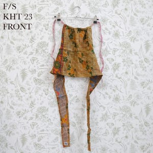 Reversible Kantha Halter Top, One Size Patchwork Boho Crop Top, Handmade Tie Back Top, Festival Clothing, Upcycled Cotton, One of a Kind KHT23
