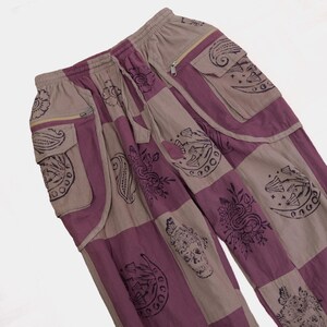 Boho-Patchwork-Jogginghose mit Taschen, Hippie-Gothic-Hose, Cargohose, Himmelblaue Baumwollhose, Festival-Boho-Kleidung Bild 11