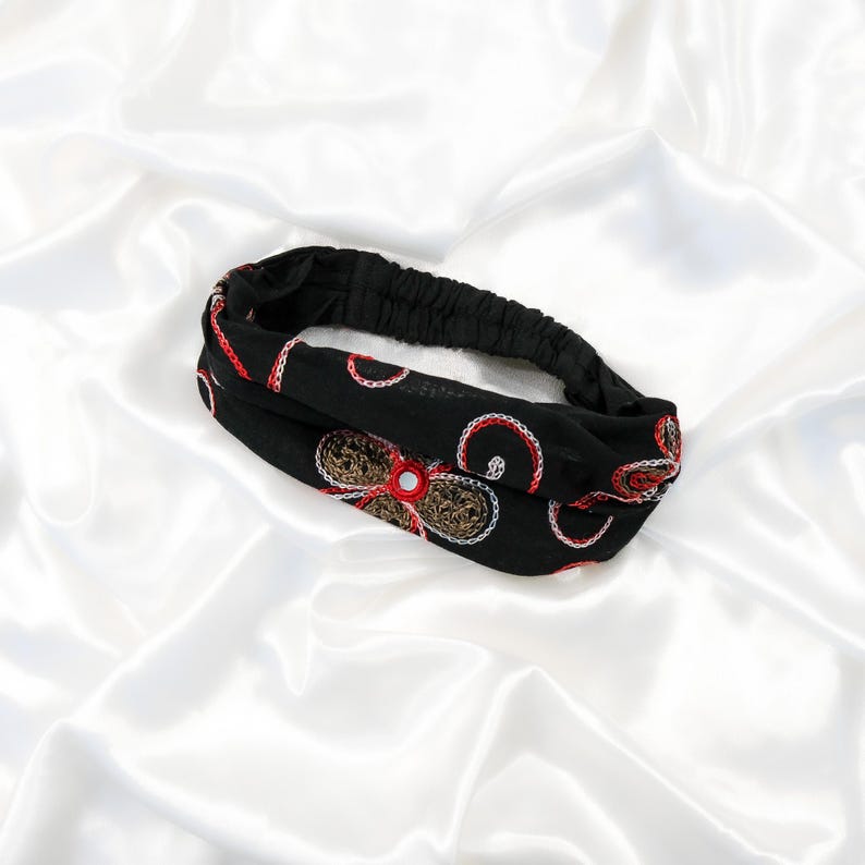 Broderad huvudband, bomullspannband, boho yogapannband bild 2