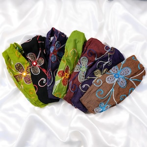 Broderad huvudband, bomullspannband, boho yogapannband bild 1