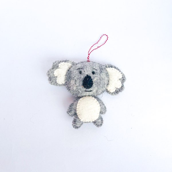 Handmade Felt Koala, Holiday Ornament, Needle Felted Animal, Felt Sloth, Eco Felt Koala, Wool Koala Toy, Christmas Hanging Koala, TreeDecor