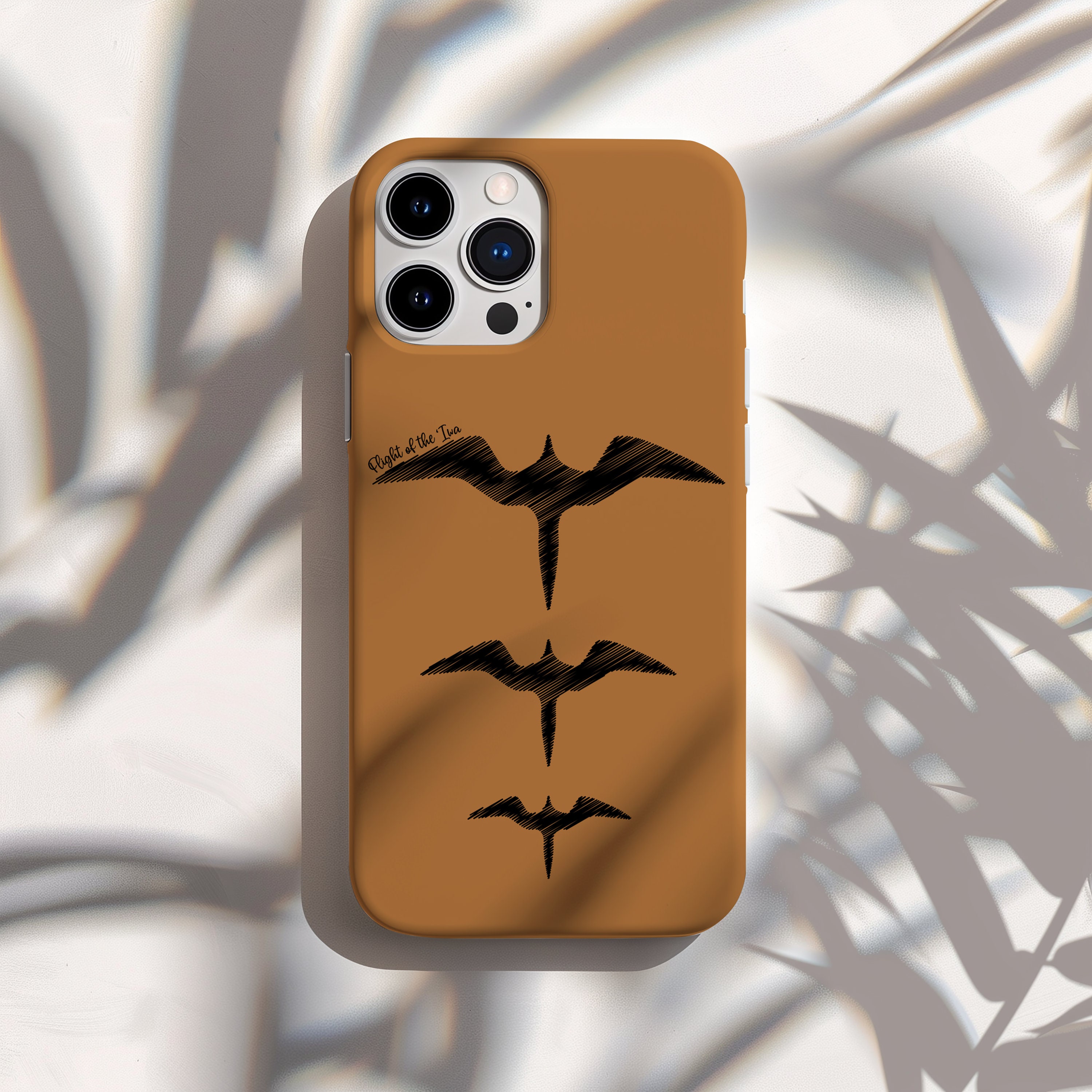 Flight of the Iwa Bird Phone Case - Brown Background - iphone 15 case - Pixel 8 phone case - Samsung s24 phone Case - Hawaiian Inspired Bird