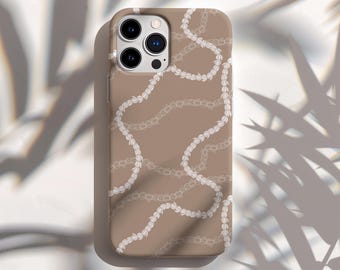 Pikake Leis Print Phone Case on a Khaki Colored Background - Giftable Phone Tough Case - Hawaii Inspired Design - iphone 15 - Samsung s24