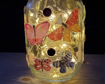 Butterflies Fairy Lights, Mason Jar Light, Child Night Light, Patio Decor