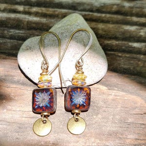 RESTOCKED!!! Warm Honey: Best Seller Earrings of Boho Czech Glass & Antique Brass Dangle, Lightweight, More Than 275 Sold!!! image 2