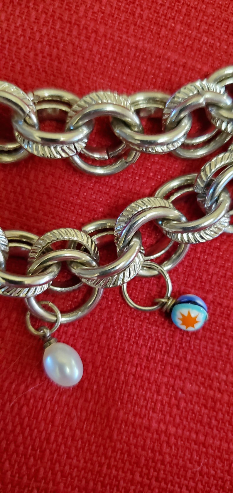 Multi-strand silver-toned necklace with charm beads