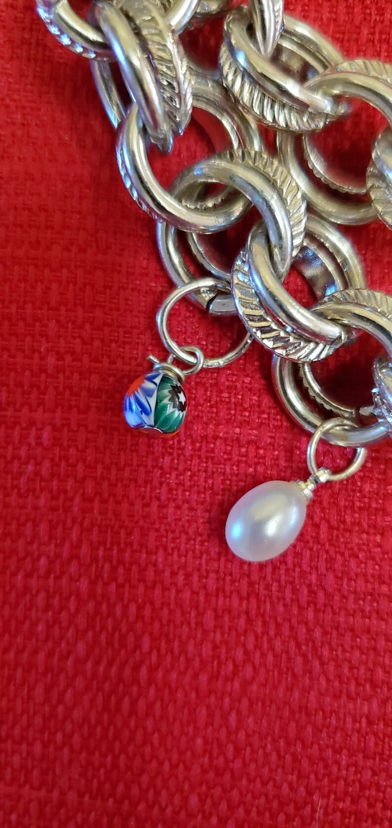 Multi-strand silver-toned necklace with charm beads