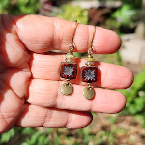 RESTOCKED!!! Warm Honey: Best Seller Earrings of Boho Czech Glass & Antique Brass Dangle, Lightweight, More Than 275 Sold!!! image 8