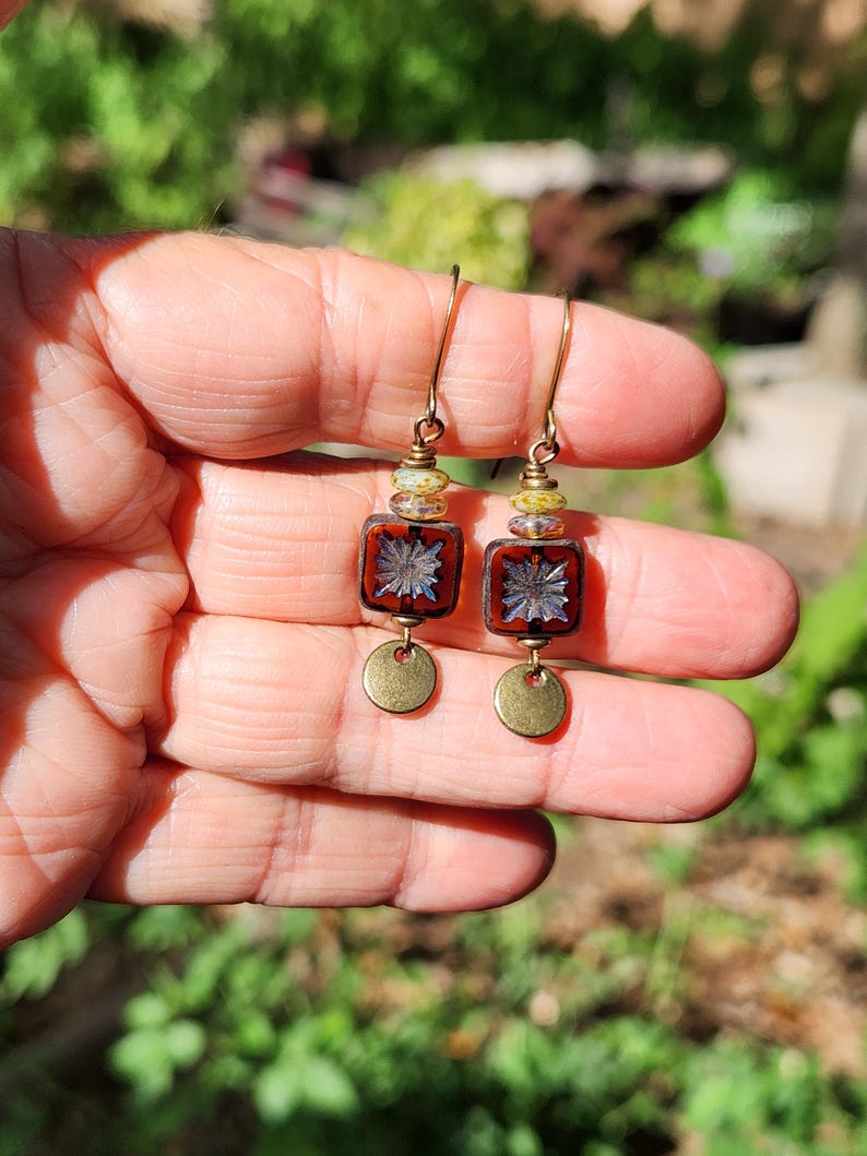 RESTOCKED!!! Warm Honey: Best Seller Earrings of Boho Czech Glass & Antique Brass Dangle, Lightweight, More Than 275 Sold!!! image 8