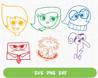 Inside Out Character SVG Clipart: Joy, Sadness, Anger (Digital Download)