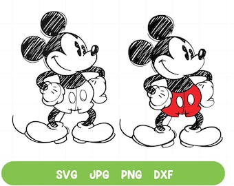 クラシックミッキーマウススケッチPNG PDF JPGクリップアート