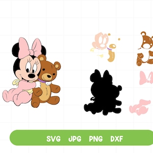 Minnie Baby SVG, süße Minnie und Spielzeug PNG und JPG, Minnie Baby Sublimationsdesign, Minnie Baby Layered Datei svg - Sofortiger digitaler Download