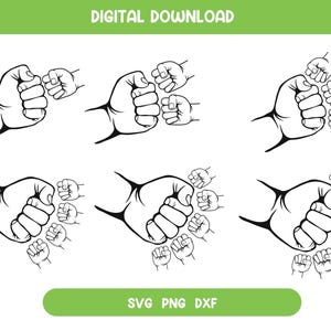 Father&#39;s Day Fist Bump Set, Father&#39;s Day Design, Baby Toddler Kid Dad Fist Bump SVG, customized name Family SVG ,Digital download Cut files