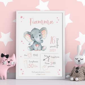 Quadretto Nascita PDF FILE DIGITALE | Elefantino Baby | Idea nascita ricordo bimbo | idea regalo per nascita | regali nascita personalizzati