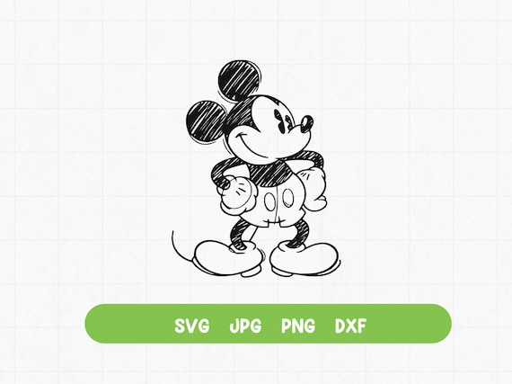レトロなミッキーマウスのスケッチクリップアート：手描きスタイル